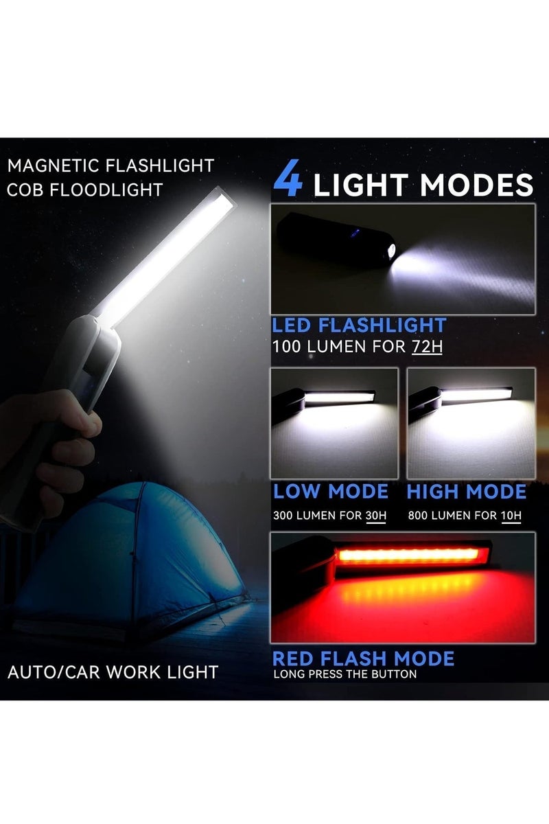 Y&D Multifunctional LED Rechargeable Camping Lights Work Light 270° Rotate Foldable with Magnet Base and Hook Portable with Battery for Camping USB Chargeable Light COB Strong Light Flash Light Emergency Light Ideal For Car Repairing Workshop BBQ Light - Image 3